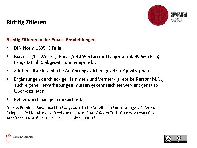 Richtig Zitieren in der Praxis: Empfehlungen DIN Norm 1505, 3 Teile Kürzest- (1 -4