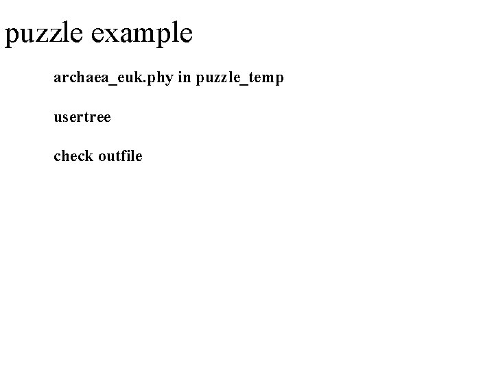 puzzle example archaea_euk. phy in puzzle_temp usertree check outfile 