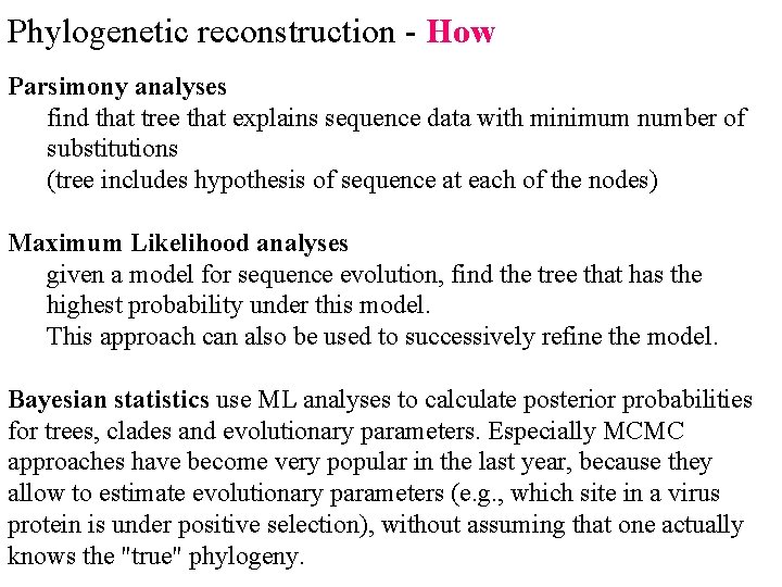 Phylogenetic reconstruction - How Parsimony analyses find that tree that explains sequence data with