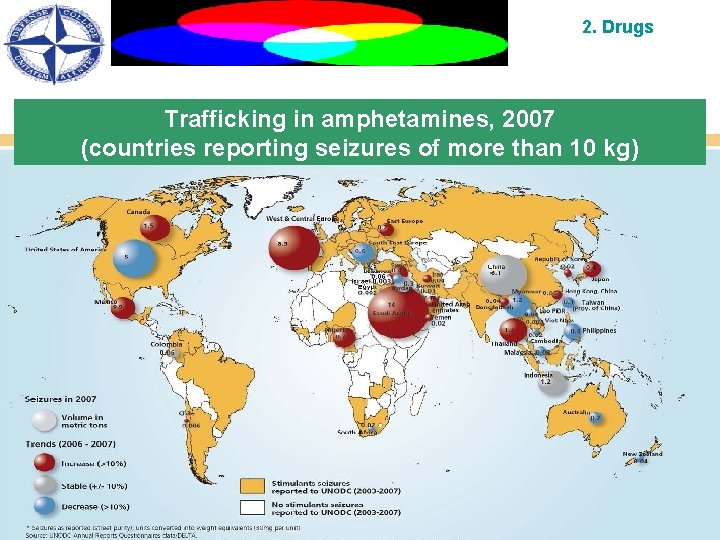 2. Drugs Trafficking in amphetamines, 2007 (countries reporting seizures of more than 10 kg)