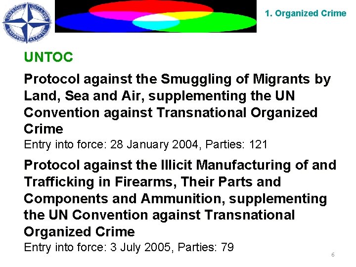 1. Organized Crime UNTOC Protocol against the Smuggling of Migrants by Land, Sea and