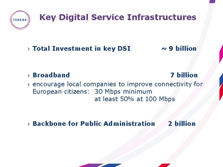 Key Digital Service Infrastructures › Total Investment in key DSI ~ 9 billion ›