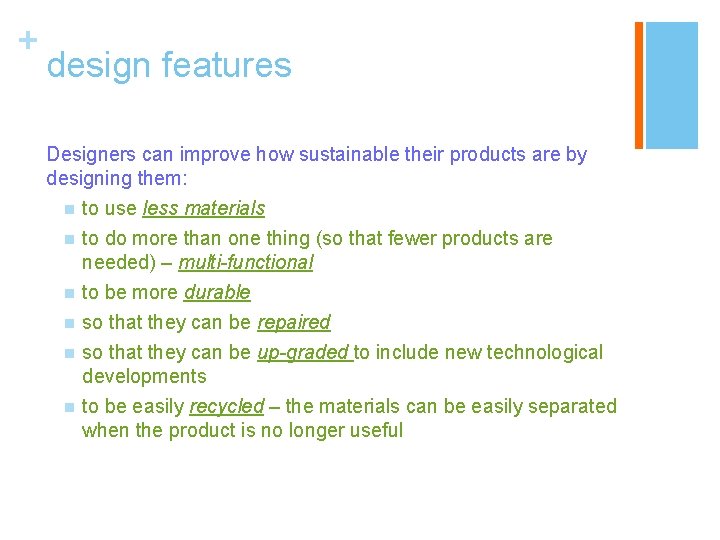 intro to sustainability in design Design and Technology