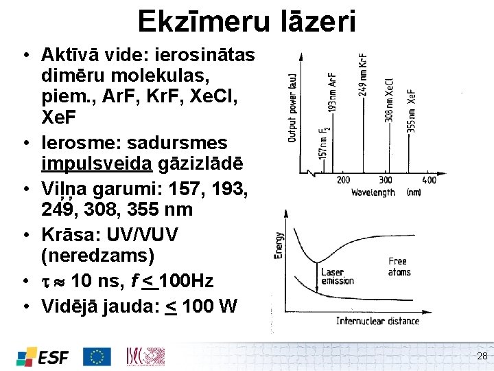 Ekzīmeru lāzeri • Aktīvā vide: ierosinātas dimēru molekulas, piem. , Ar. F, Kr. F,