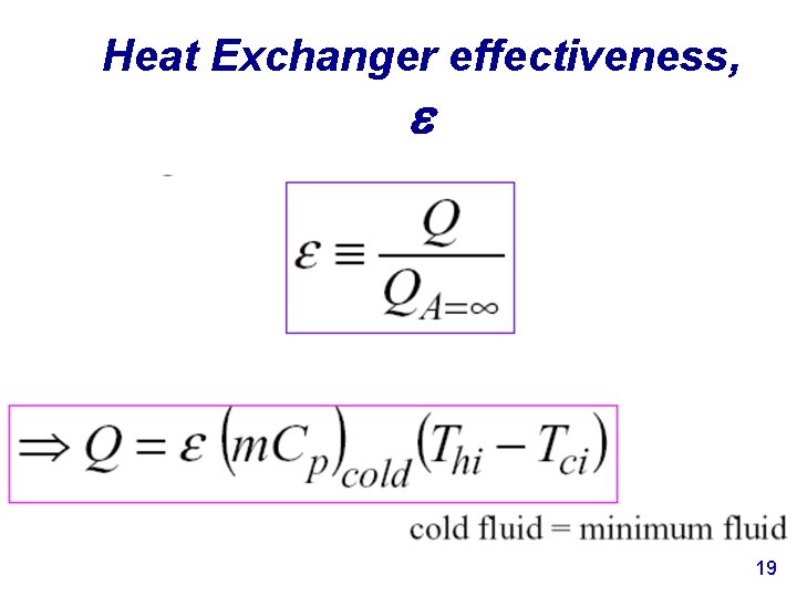 Heat Exchanger effectiveness, e 19 