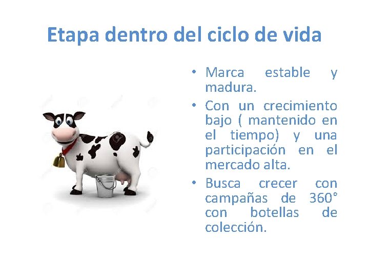 Etapa dentro del ciclo de vida • Marca estable y madura. • Con un