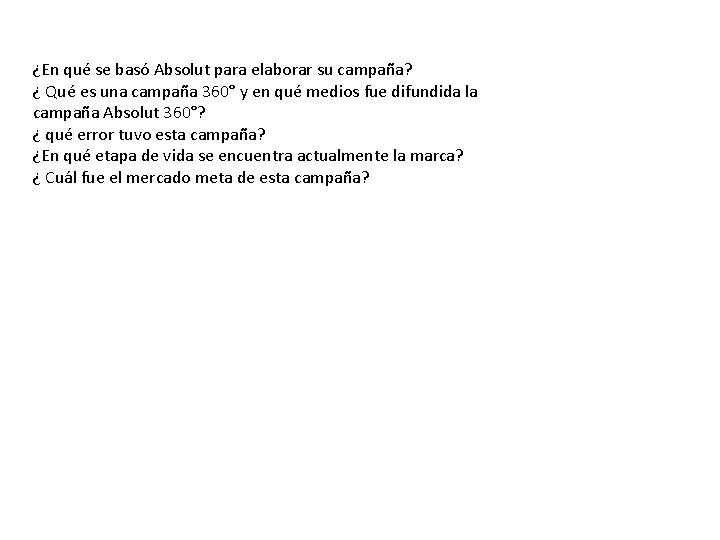 ¿En qué se basó Absolut para elaborar su campaña? ¿ Qué es una campaña