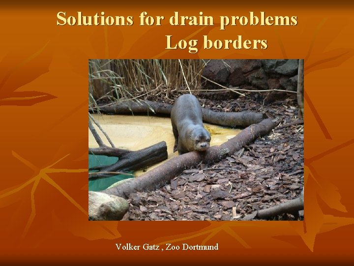 Solutions for drain problems Log borders Volker Gatz , Zoo Dortmund 