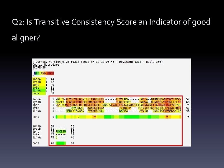 Q 2: Is Transitive Consistency Score an Indicator of good aligner? 