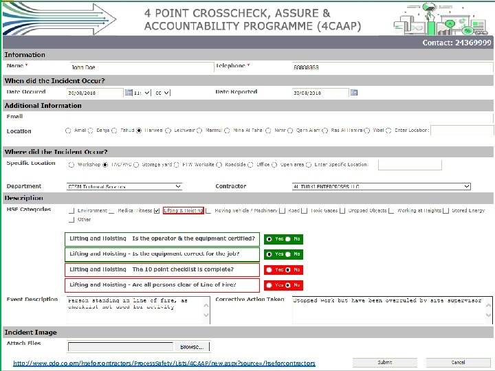 http: //www. pdo. co. om/hseforcontractors/Process. Safety/Lists/4 CAAP/new. aspx? source=/hseforcontractors 