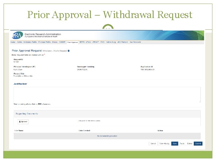 Prior Approval – Withdrawal Request 33 