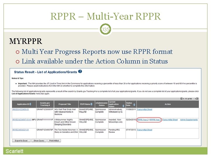 RPPR – Multi-Year RPPR 135 MYRPPR Multi Year Progress Reports now use RPPR format