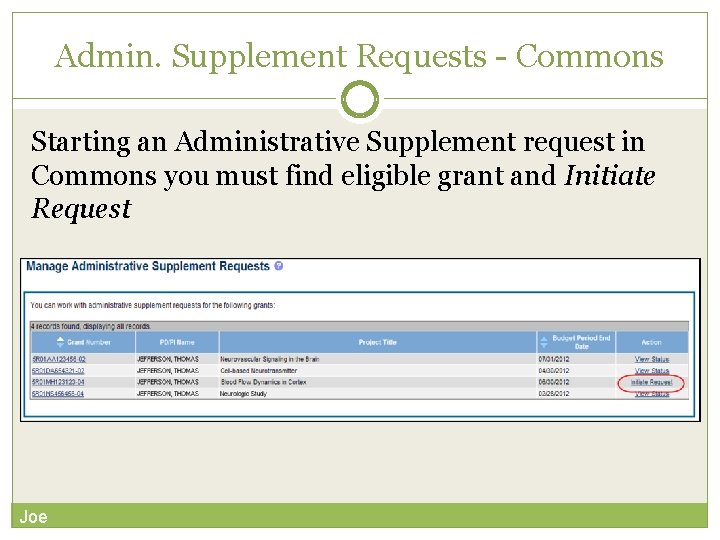 Admin. Supplement Requests - Commons Starting an Administrative Supplement request in Commons you must