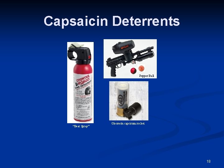 Capsaicin Deterrents Pepper Ball “Bear Spray” Oleoresin capsicum rocket 18 
