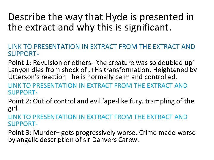 Describe the way that Hyde is presented in the extract and why this is