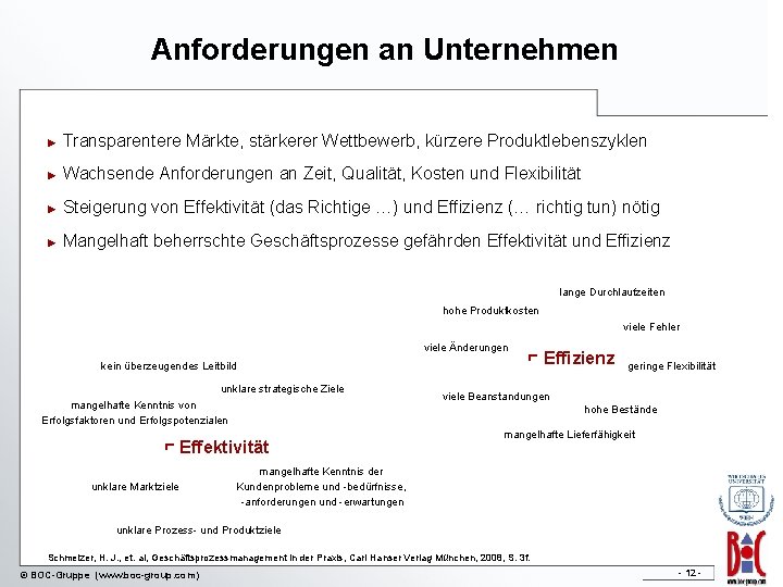 Anforderungen an Unternehmen ► Transparentere Märkte, stärkerer Wettbewerb, kürzere Produktlebenszyklen ► Wachsende Anforderungen an