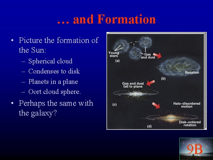 … and Formation • Picture the formation of the Sun: – – Spherical cloud