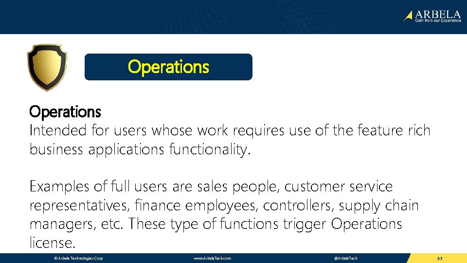 Operations Intended for users whose work requires use of the feature rich business applications