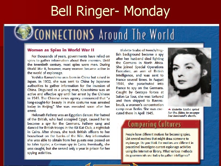 Bell Ringer- Monday 