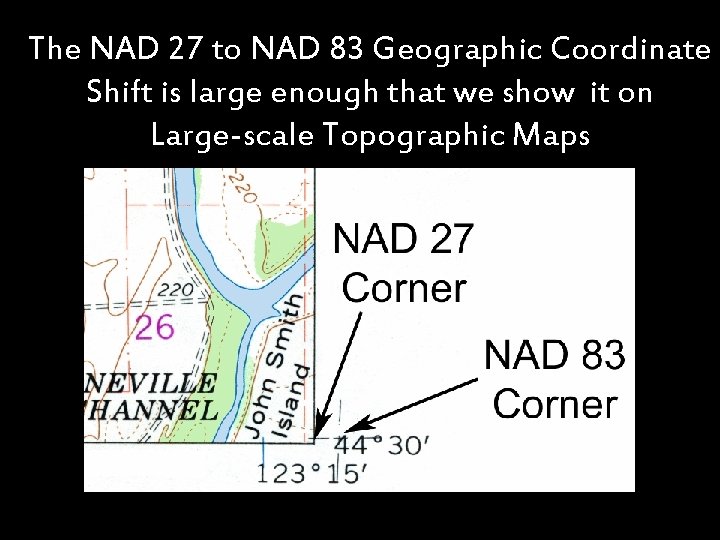 What if the 27 Earth were 83…Geographic Coordinate The NAD to NAD Shift is