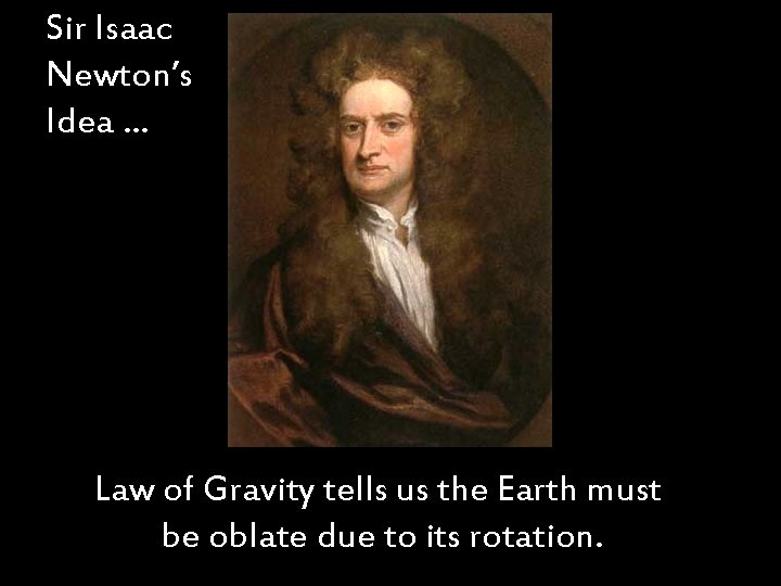 Sir Isaac Newton’s Idea … Law of Gravity tells us the Earth must be