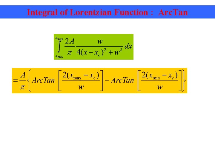Integral of Lorentzian Function : Arc. Tan 