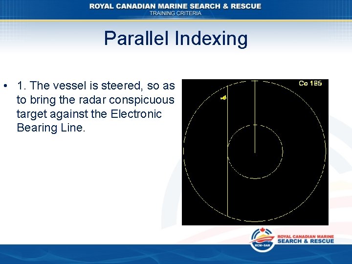 Parallel Indexing • 1. The vessel is steered, so as to bring the radar