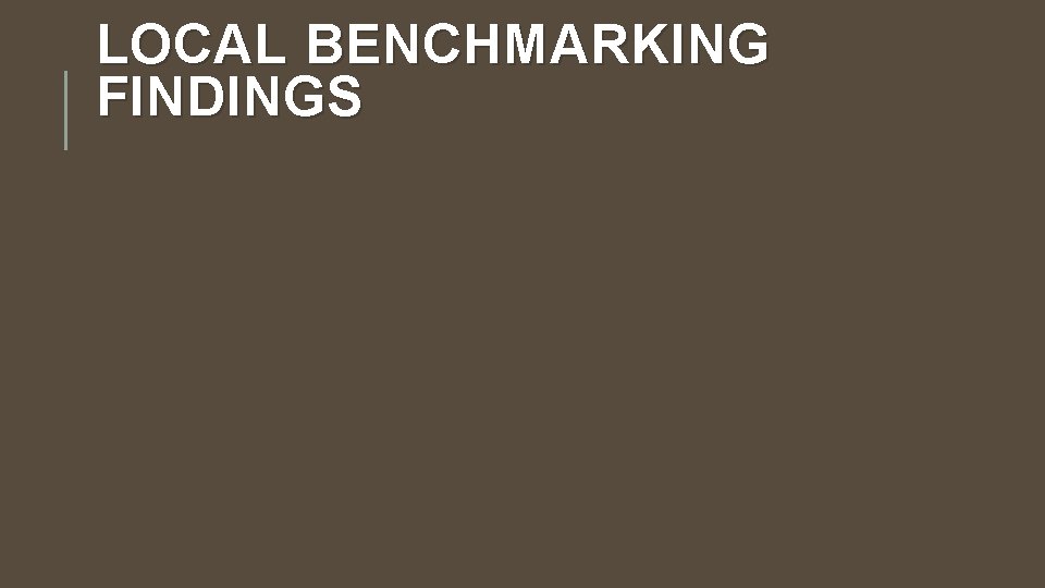 LOCAL BENCHMARKING FINDINGS 