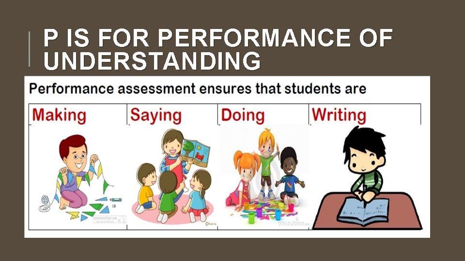 P IS FOR PERFORMANCE OF UNDERSTANDING 