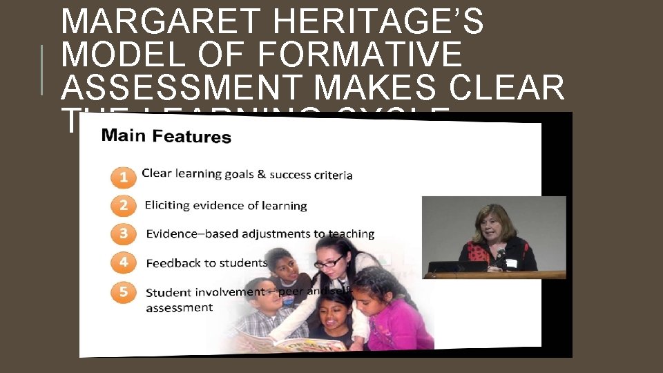 MARGARET HERITAGE’S MODEL OF FORMATIVE ASSESSMENT MAKES CLEAR THE LEARNING CYCLE 
