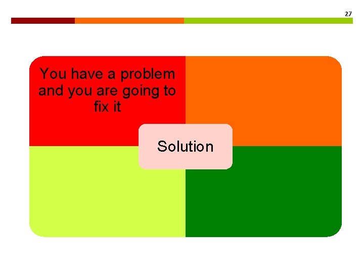 27 You have a problem and you are going to fix it Solution 