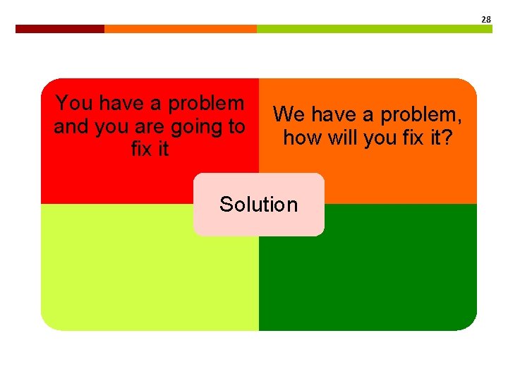 28 You have a problem and you are going to fix it We have