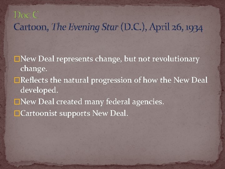 Doc C Cartoon, The Evening Star (D. C. ), April 26, 1934 �New Deal
