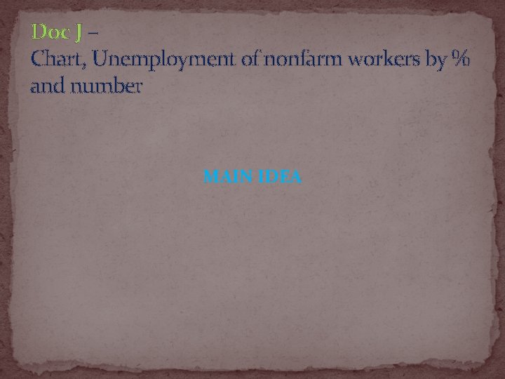 Doc J – Chart, Unemployment of nonfarm workers by % and number MAIN IDEA