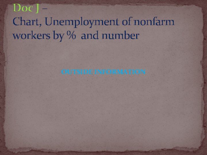 Doc J – Chart, Unemployment of nonfarm workers by % and number OUTSIDE INFORMATION