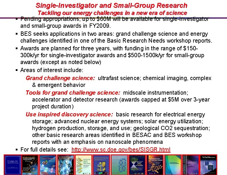 Single-Investigator and Small-Group Research Tackling our energy challenges in a new era of science
