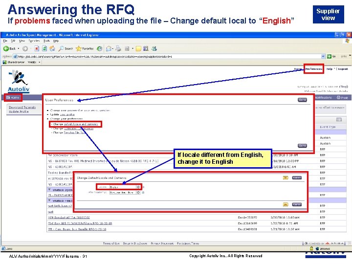 Answering the RFQ If problems faced when uploading the file – Change default local