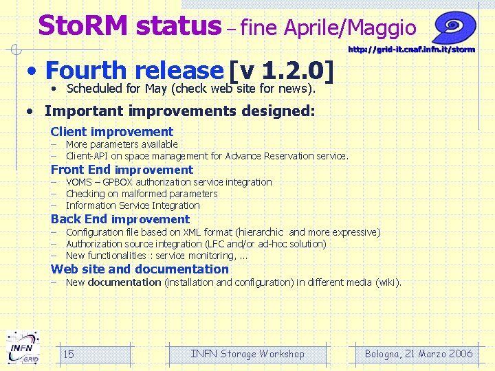 Sto. RM status – fine Aprile/Maggio • Fourth release [v 1. 2. 0] •