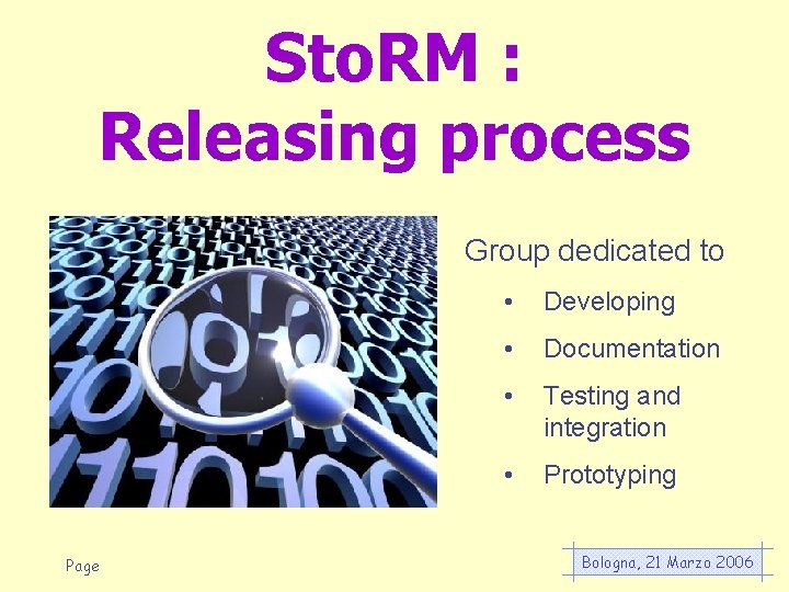 Sto. RM : Releasing process Group dedicated to Page • Developing • Documentation •