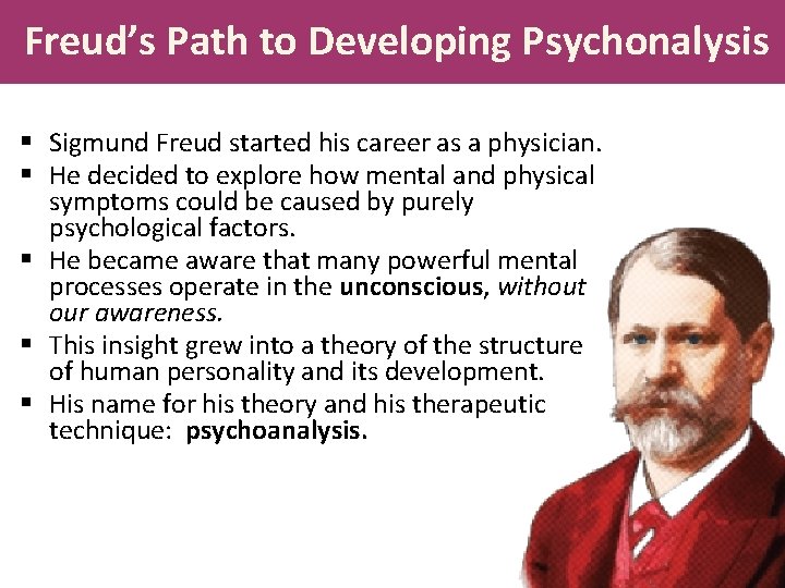 Freud’s Path to Developing Psychonalysis § Sigmund Freud started his career as a physician.