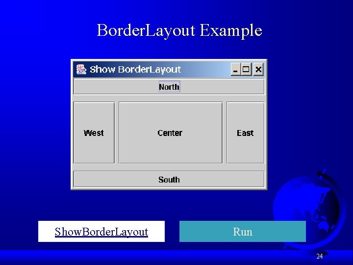 Border. Layout Example Show. Border. Layout Run 24 