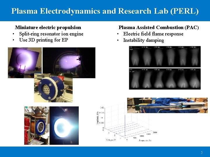 Plasma Electrodynamics and Research Lab (PERL) Miniature electric propulsion • Split-ring resonator ion engine