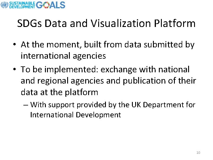 SDGs Data and Visualization Platform • At the moment, built from data submitted by