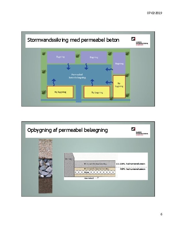 07 -02 -2019 Stormvandssikring med permeabel beton Opbygning af permeabel belægning 6 