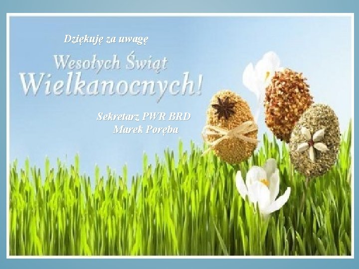 Dziękuję za uwagę Sekretarz PWR BRD Marek Poręba 