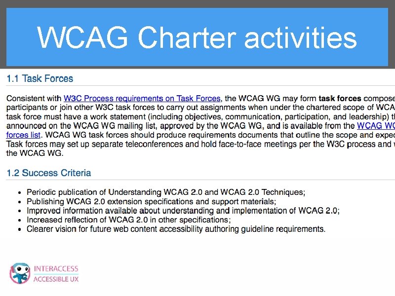 WCAG Charter activities 
