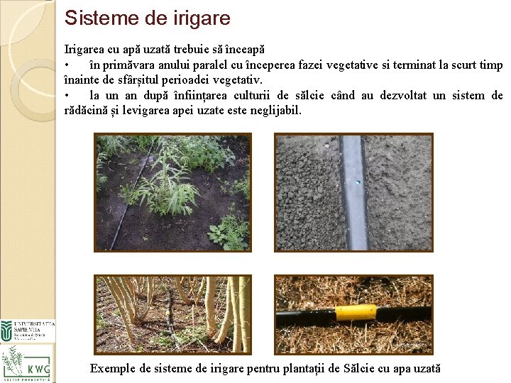 Sisteme de irigare Irigarea cu apă uzată trebuie să înceapă • în primăvara anului