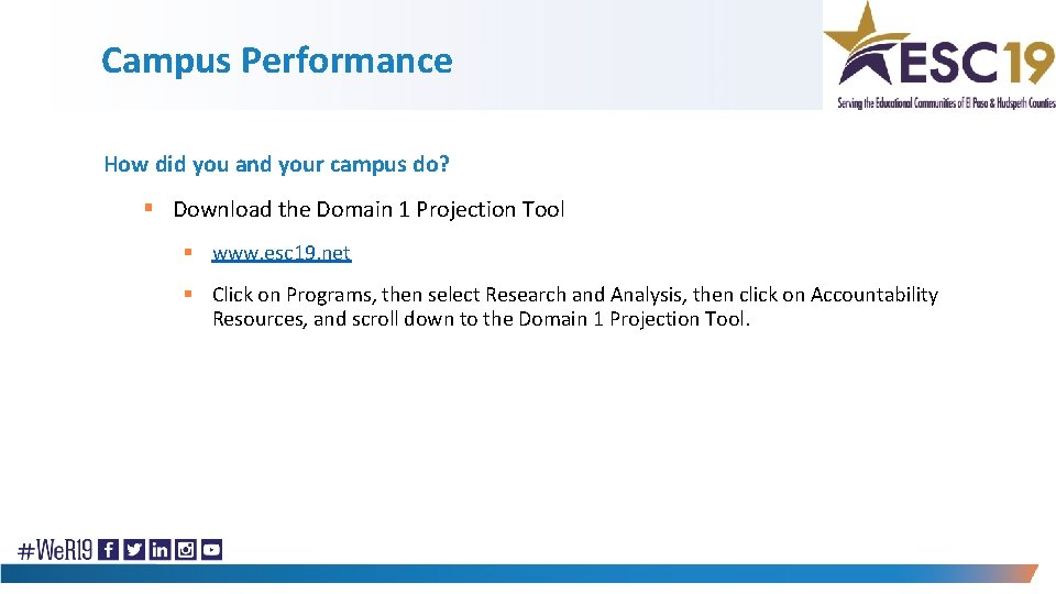 Campus Performance How did you and your campus do? § Download the Domain 1