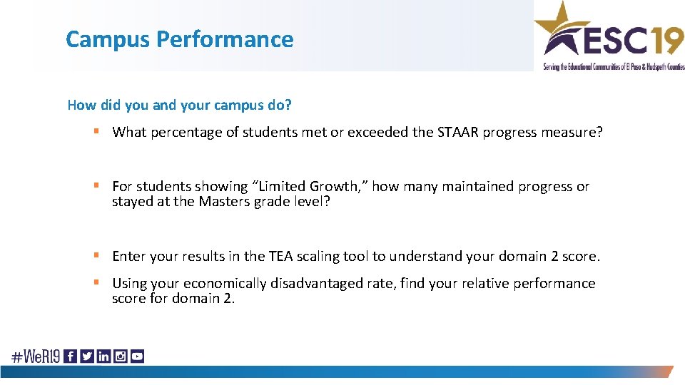 Campus Performance How did you and your campus do? § What percentage of students