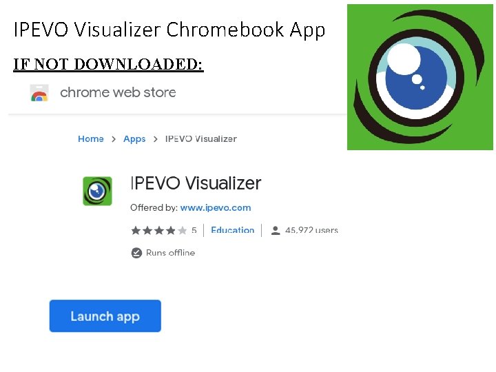 IPEVO Visualizer Chromebook App IF NOT DOWNLOADED: 